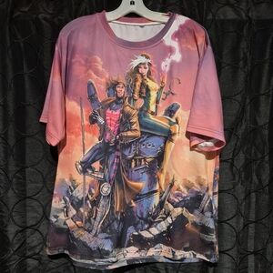 Rogue and Gambit Graphic Tee - Pink and Multicolor